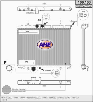 AHE 106.103 - Radiateur, refroidissement du moteur cwaw.fr