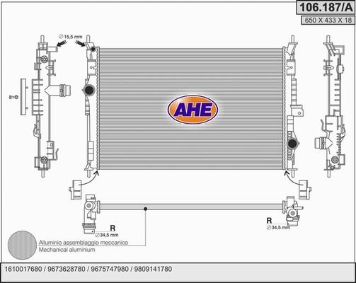 AHE 106.187/A - Radiateur, refroidissement du moteur cwaw.fr