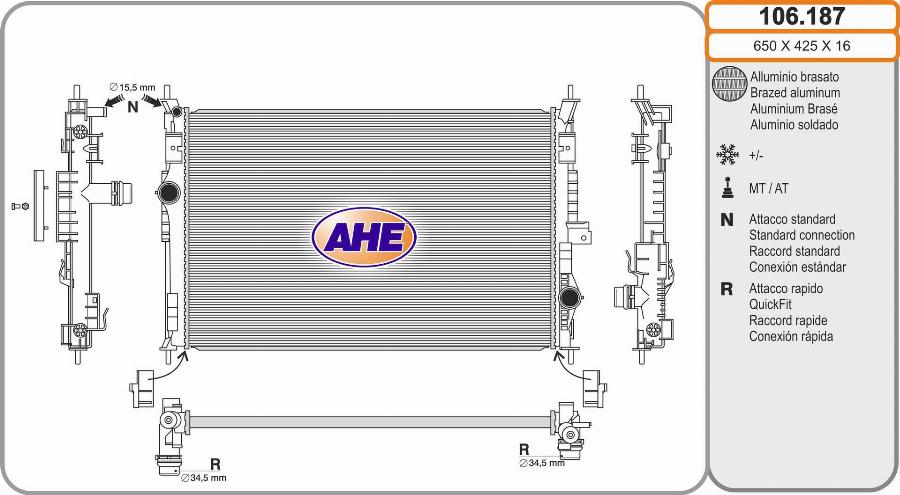 AHE 106.187 - Radiateur, refroidissement du moteur cwaw.fr