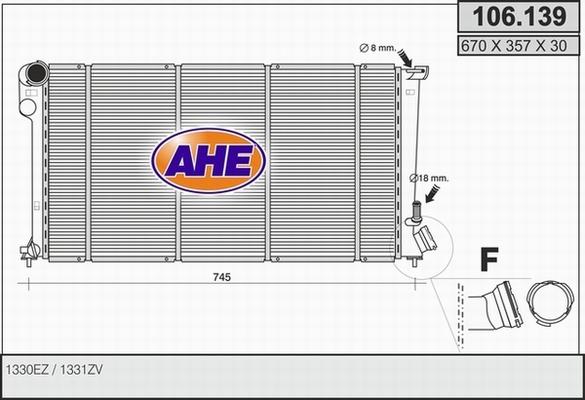 AHE 106.139 - Radiateur, refroidissement du moteur cwaw.fr