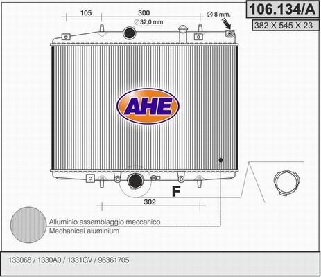 AHE 106.134/A - Radiateur, refroidissement du moteur cwaw.fr