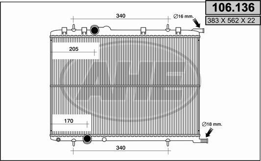 AHE 106.136 - Radiateur, refroidissement du moteur cwaw.fr