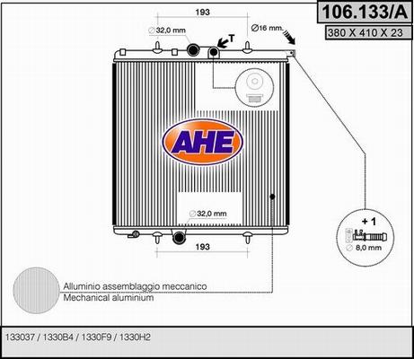 AHE 106.133/A - Radiateur, refroidissement du moteur cwaw.fr