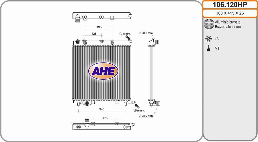 AHE 106.120HP - Radiateur, refroidissement du moteur cwaw.fr