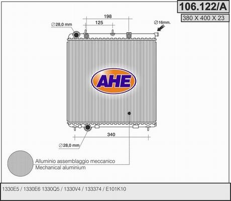 AHE 106.122/A - Radiateur, refroidissement du moteur cwaw.fr