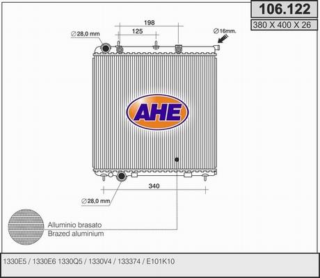 AHE 106.122 - Radiateur, refroidissement du moteur cwaw.fr