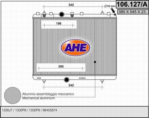 AHE 106.127/A - Radiateur, refroidissement du moteur cwaw.fr