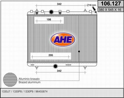 AHE 106.127 - Radiateur, refroidissement du moteur cwaw.fr