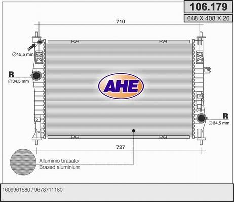 AHE 106.179 - Radiateur, refroidissement du moteur cwaw.fr