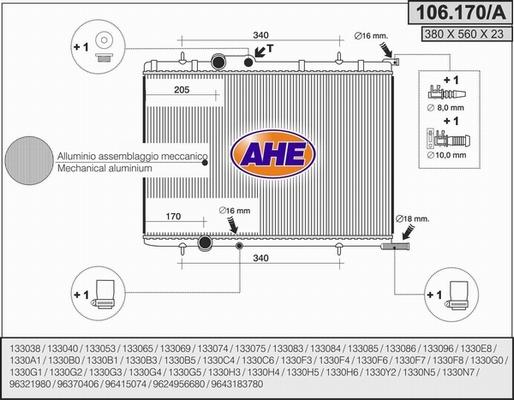 AHE 106.170/A - Radiateur, refroidissement du moteur cwaw.fr