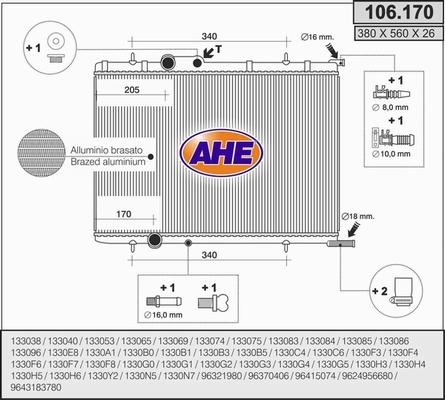 AHE 106.170 - Radiateur, refroidissement du moteur cwaw.fr