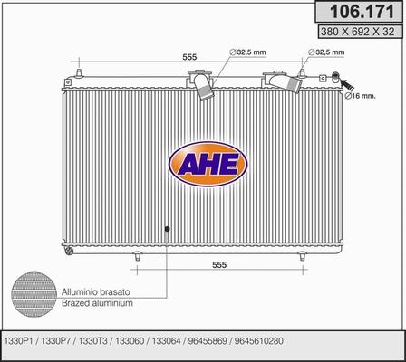 AHE 106.171 - Radiateur, refroidissement du moteur cwaw.fr