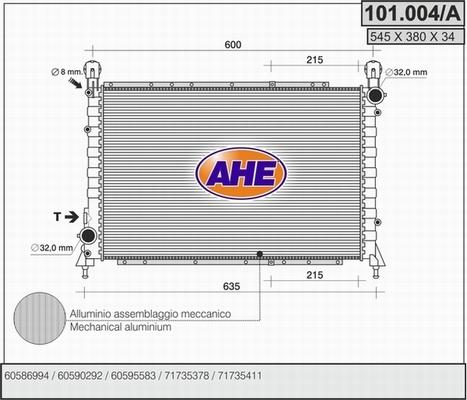 AHE 101.004/A - Radiateur, refroidissement du moteur cwaw.fr