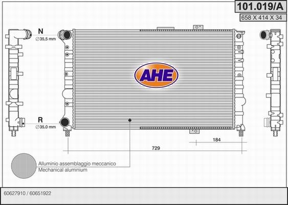 AHE 101.019/A - Radiateur, refroidissement du moteur cwaw.fr