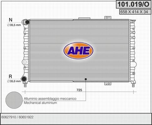 AHE 101.019/O - Radiateur, refroidissement du moteur cwaw.fr