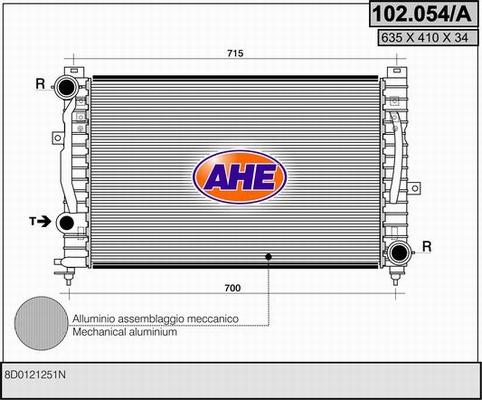 AHE 102.054/A - Radiateur, refroidissement du moteur cwaw.fr