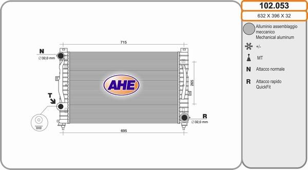 AHE 102.053 - Radiateur, refroidissement du moteur cwaw.fr