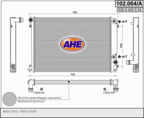 AHE 102.064/A - Radiateur, refroidissement du moteur cwaw.fr