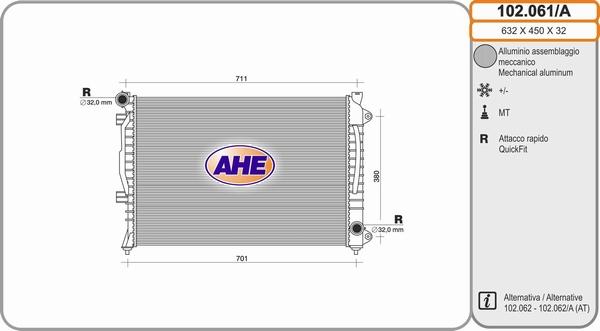 AHE 102.061/A - Radiateur, refroidissement du moteur cwaw.fr