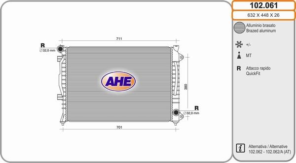 AHE 102.061 - Radiateur, refroidissement du moteur cwaw.fr