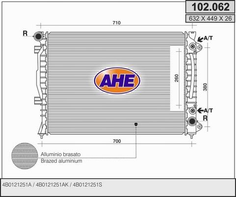 AHE 102.062 - Radiateur, refroidissement du moteur cwaw.fr