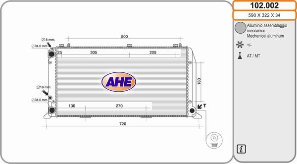 AHE 102.002 - Radiateur, refroidissement du moteur cwaw.fr