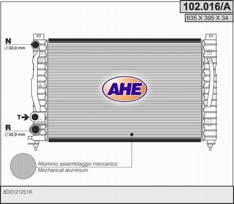 AHE 102.016/A - Radiateur, refroidissement du moteur cwaw.fr