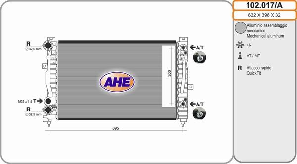 AHE 102.017/A - Radiateur, refroidissement du moteur cwaw.fr