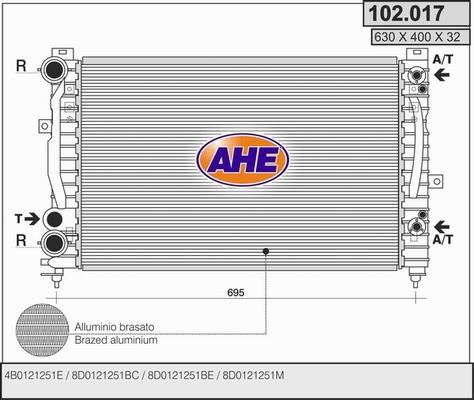 AHE 102.017 - Radiateur, refroidissement du moteur cwaw.fr