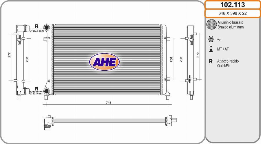 AHE 102.113 - Radiateur, refroidissement du moteur cwaw.fr