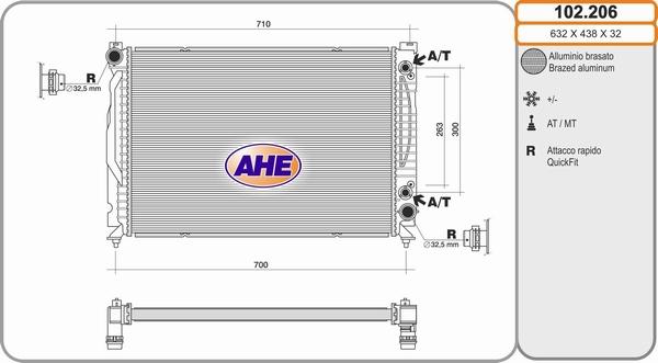 AHE 102.206 - Radiateur, refroidissement du moteur cwaw.fr