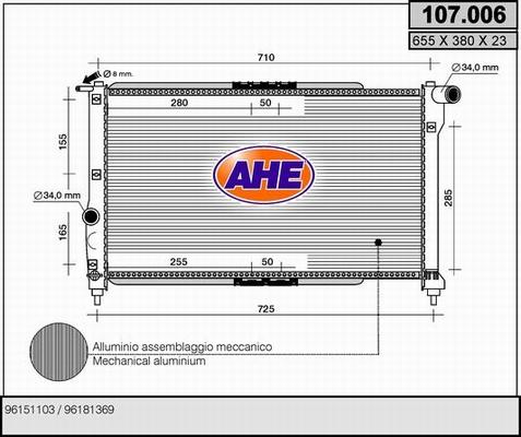 AHE 107.006 - Radiateur, refroidissement du moteur cwaw.fr