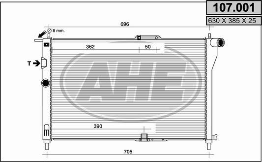 AHE 107.001 - Radiateur, refroidissement du moteur cwaw.fr