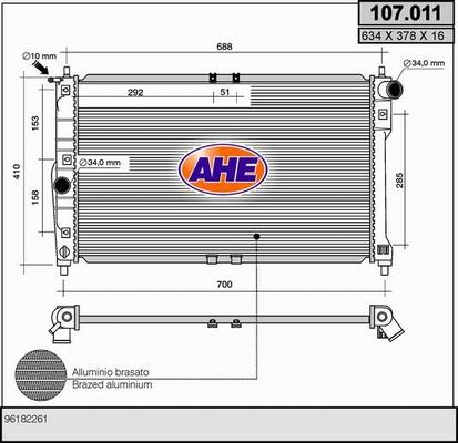 AHE 107.011 - Radiateur, refroidissement du moteur cwaw.fr