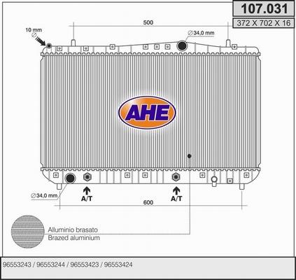 AHE 107.031 - Radiateur, refroidissement du moteur cwaw.fr