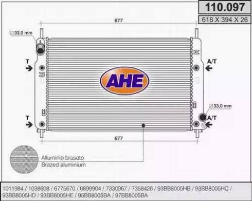 AHE 110.097 - Radiateur, refroidissement du moteur cwaw.fr