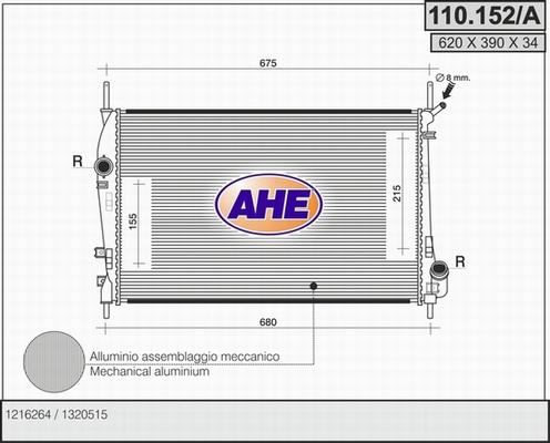 AHE 110.152/A - Radiateur, refroidissement du moteur cwaw.fr