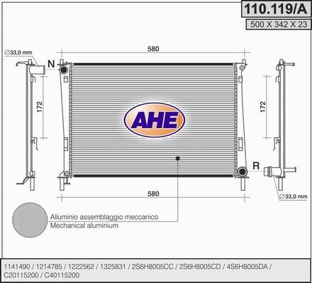 AHE 110.119/A - Radiateur, refroidissement du moteur cwaw.fr