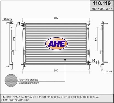 AHE 110.119 - Radiateur, refroidissement du moteur cwaw.fr