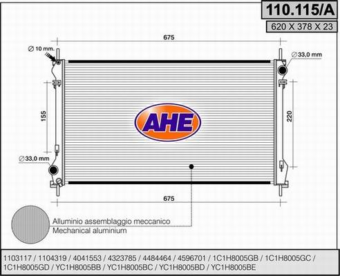 AHE 110.115/A - Radiateur, refroidissement du moteur cwaw.fr