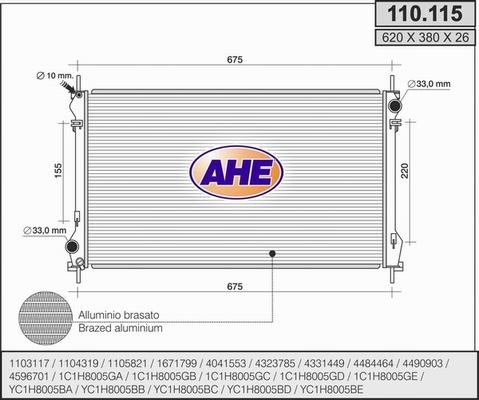 AHE 110.115 - Radiateur, refroidissement du moteur cwaw.fr