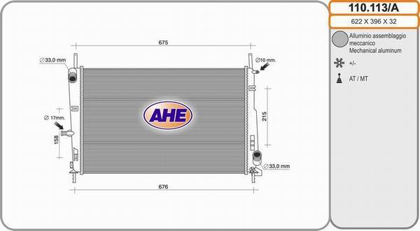 AHE 110.113/A - Radiateur, refroidissement du moteur cwaw.fr