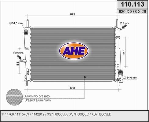 AHE 110.113 - Radiateur, refroidissement du moteur cwaw.fr