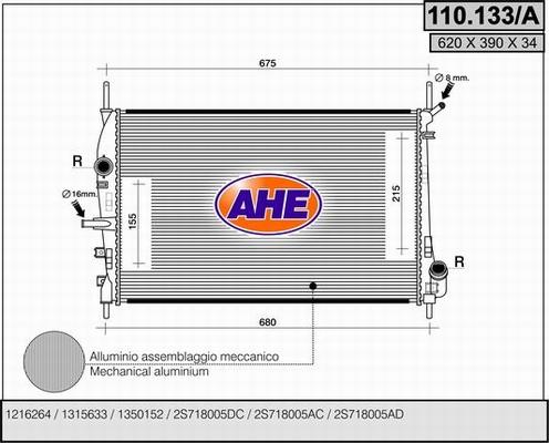 AHE 110.133/A - Radiateur, refroidissement du moteur cwaw.fr