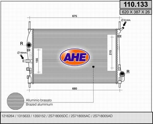 AHE 110.133 - Radiateur, refroidissement du moteur cwaw.fr