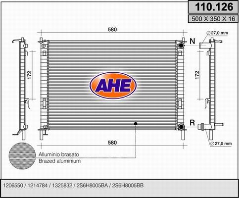 AHE 110.126 - Radiateur, refroidissement du moteur cwaw.fr