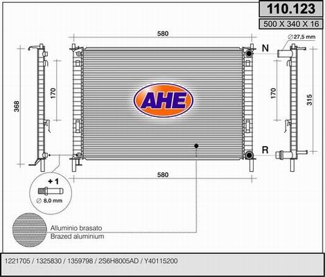 AHE 110.123 - Radiateur, refroidissement du moteur cwaw.fr