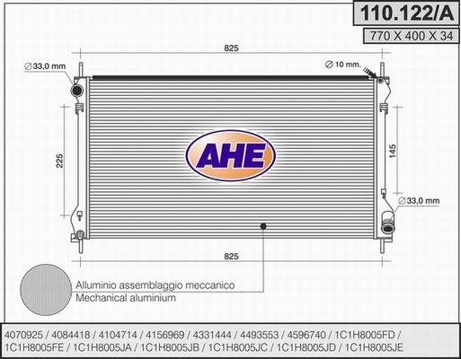 AHE 110.122/A - Radiateur, refroidissement du moteur cwaw.fr