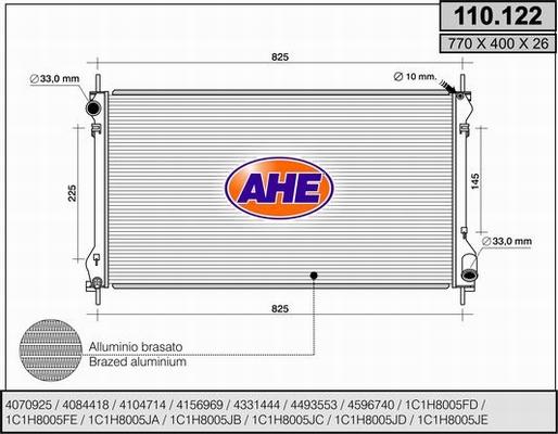 AHE 110.122 - Radiateur, refroidissement du moteur cwaw.fr