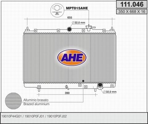 AHE 111.046 - Radiateur, refroidissement du moteur cwaw.fr